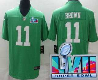 Mens Philadelphia Eagles #11 AJ Brown Limited Green Rush Super Bowl LVII Vapor Jersey